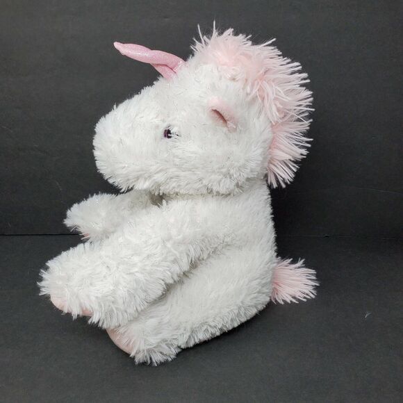 Unicorn 12" Plush Stuffed Animal Pink White Silver Hearts Mystical Bow Shimmer - Picture 4 of 9